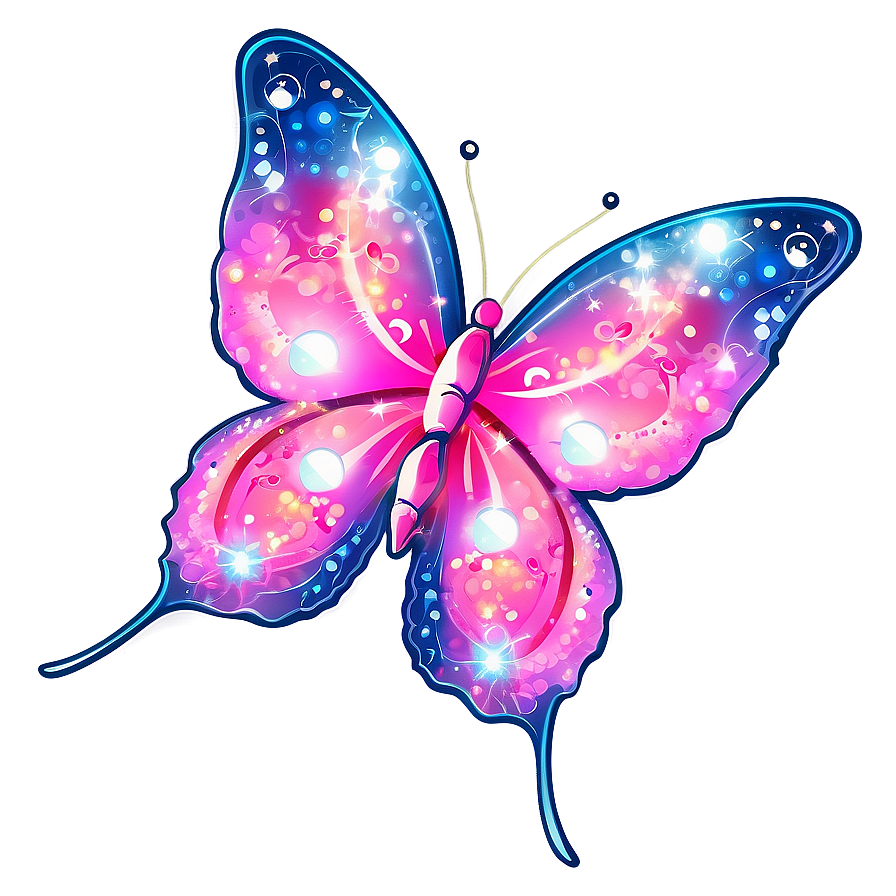 Pink Butterfly With Sparkles Png 94 PNG image