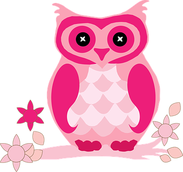 Pink_ Cartoon_ Owl_ Vector PNG image