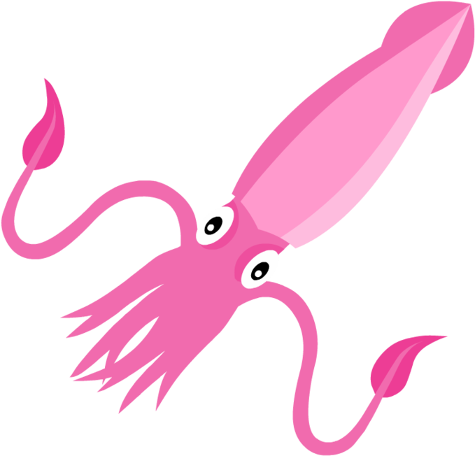 Pink Cartoon Squid Illustration PNG image