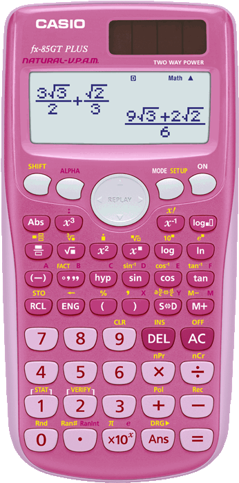 Pink Casio Scientific Calculator F X85 G T P L U S PNG image