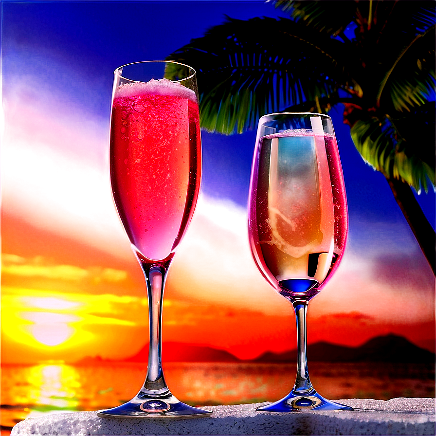 Pink Champagne Beach Sunset Toast Png Guy36 PNG image