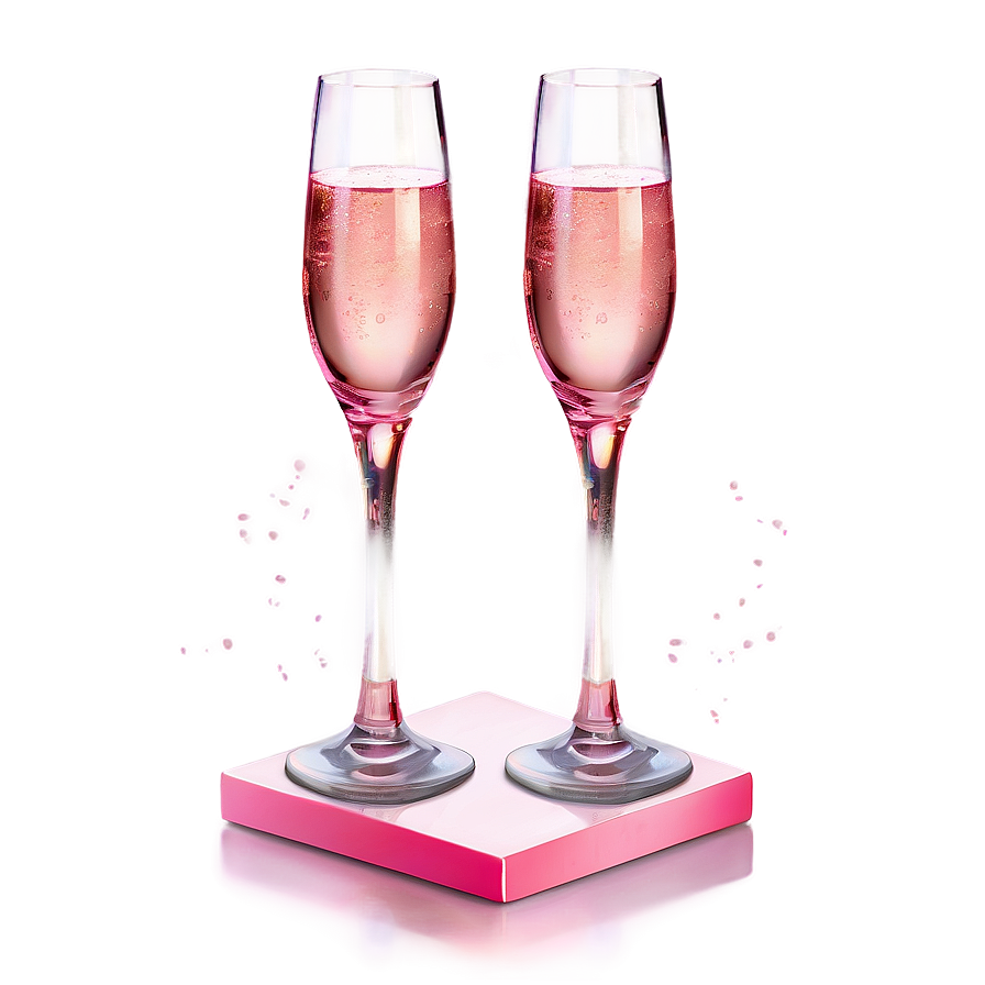 Pink Champagne In Crystal Glass Png Qai2 PNG image