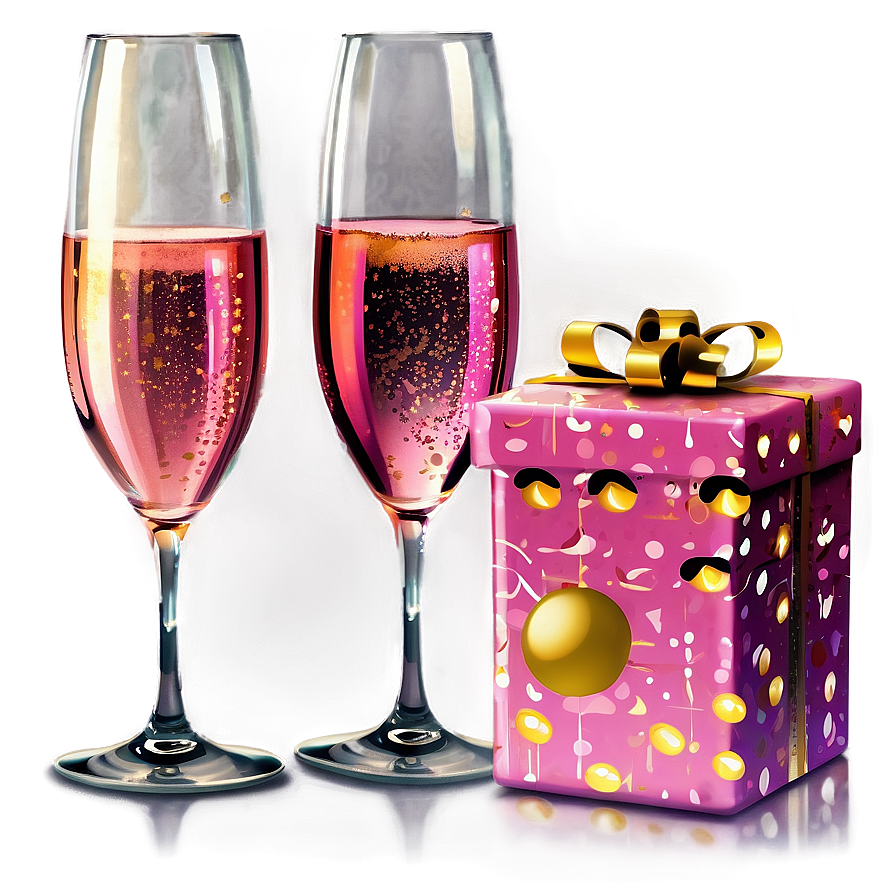 Pink Champagne New Year Celebration Png Jbo83 PNG image