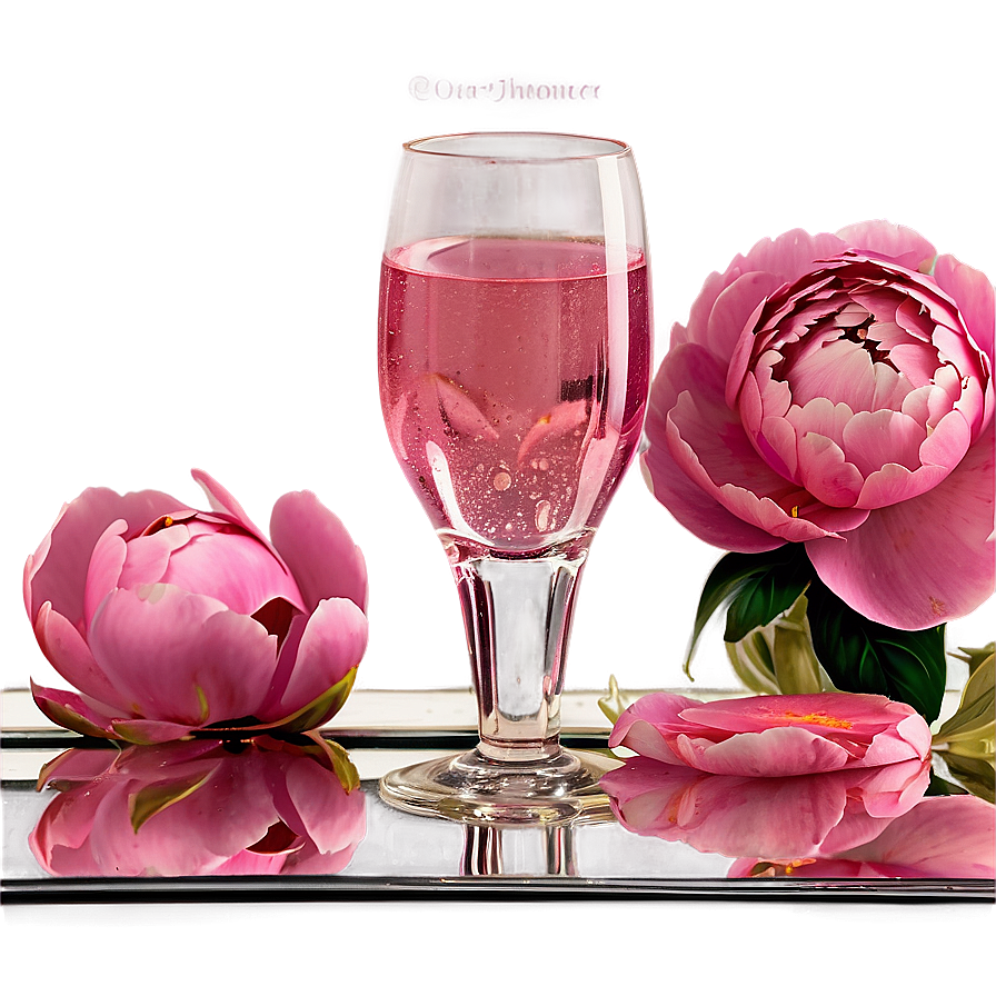 Pink Champagne With Pink Peonies Png 06292024 PNG image