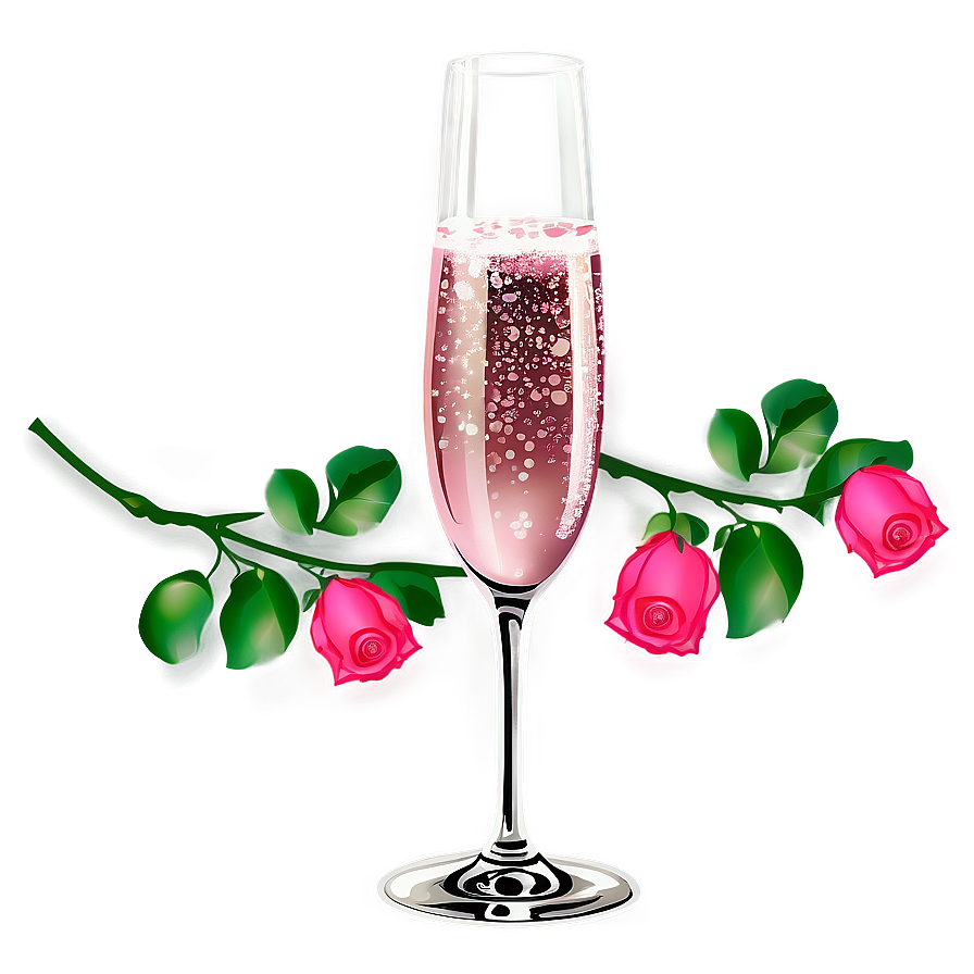 Pink Champagne With Roses Png Dxq67 PNG image