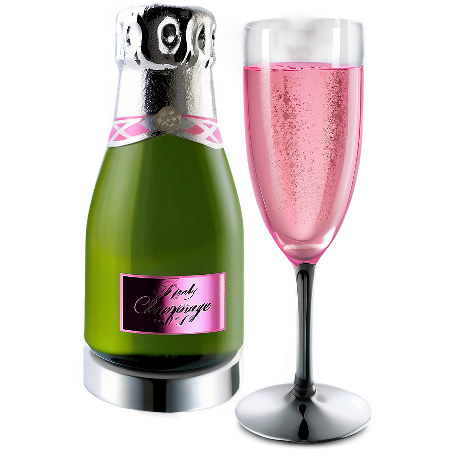 Pink Champagne With Silver Decor Png 57 PNG image