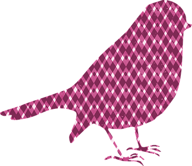 Pink Checkered Bird Silhouette PNG image