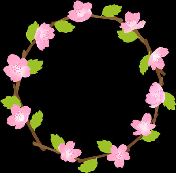 Pink Cherry Blossom Wreath PNG image