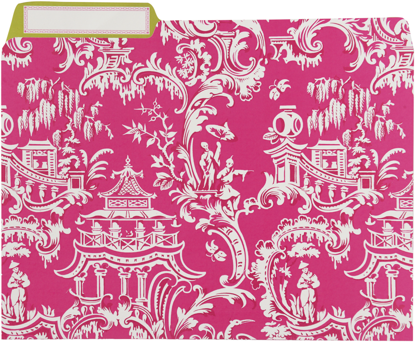 Pink Chinoiserie Pattern Folder PNG image