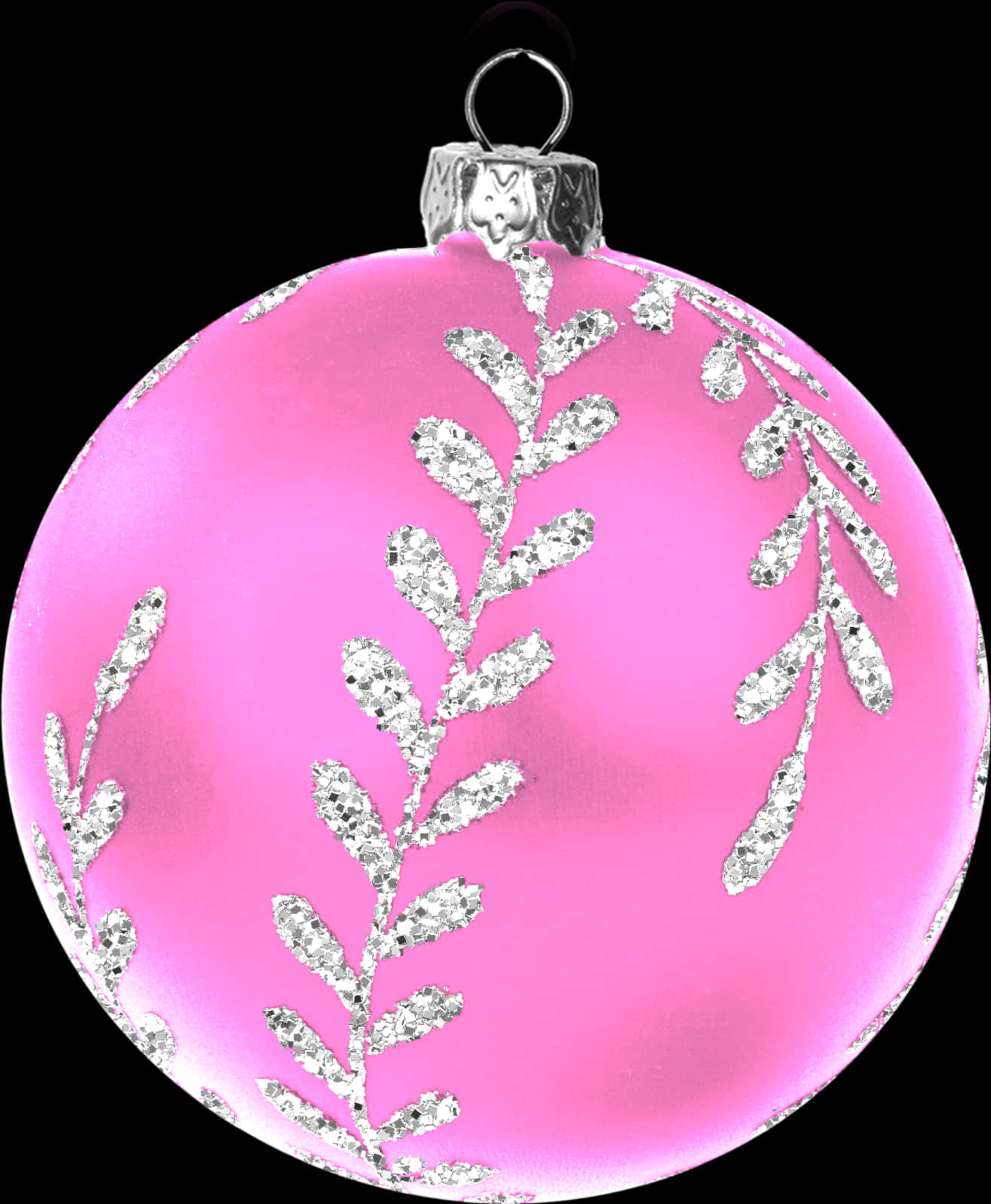 Pink Christmas Ornament Glitter Decoration PNG image