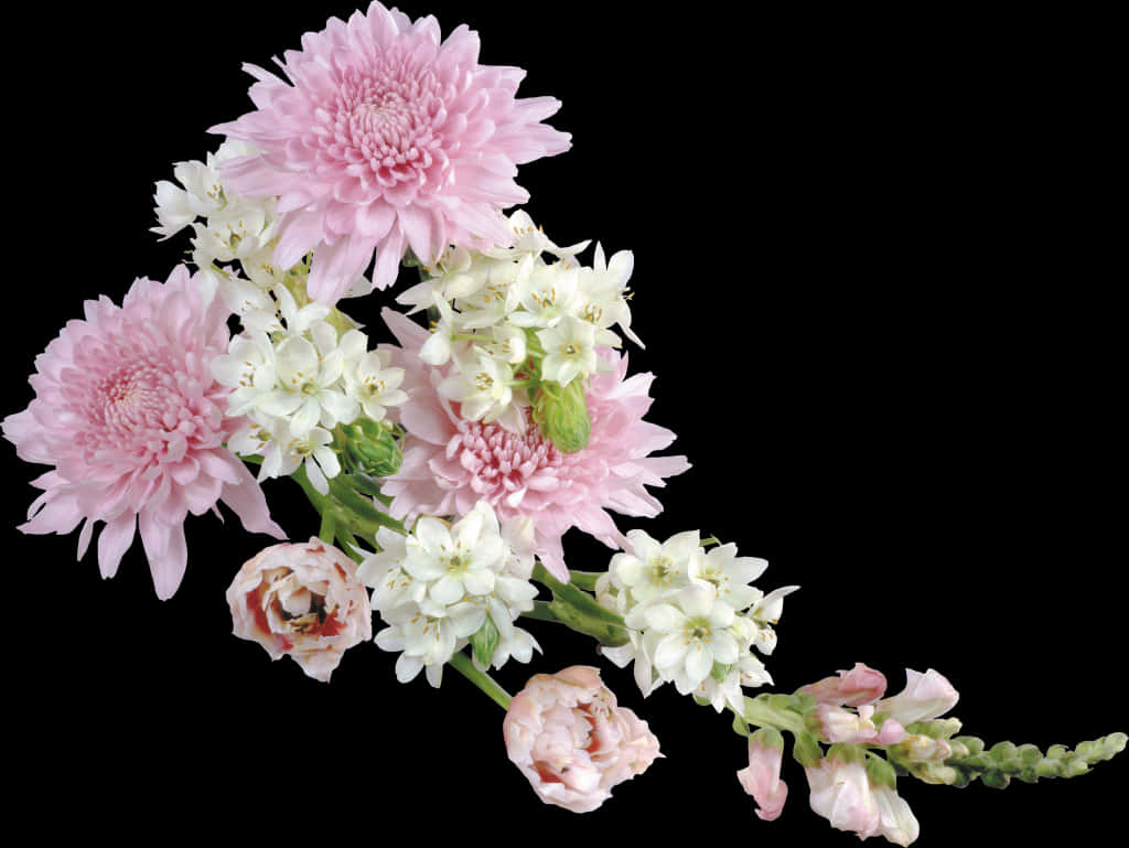 Pink_ Chrysanthemums_and_ White_ Flowers_ Arrangement PNG image