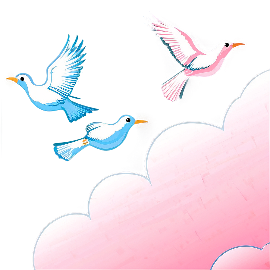 Pink Cloud With Birds Flying Png Ynd75 PNG image