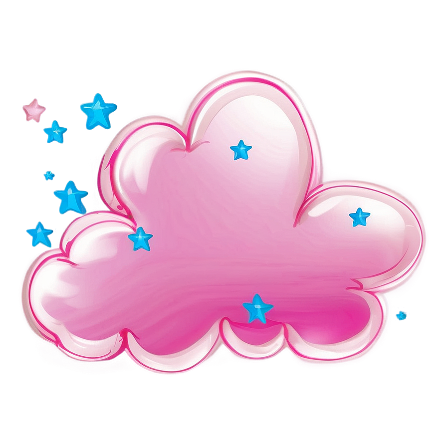 Pink Cloud With Stars Png 06252024 PNG image