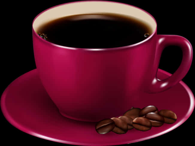 Pink Coffee Cup With Beans PNG image