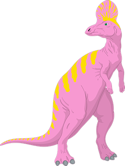 Pink Crested Dinosaur Illustration PNG image