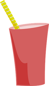 Pink Cup With Striped Straw PNG image