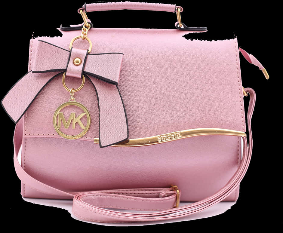 Pink Designer Crossbody Bagwith Bow Accent PNG image