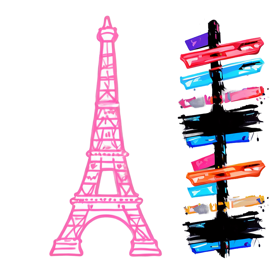 Pink Eiffel Tower Art Png 25 PNG image