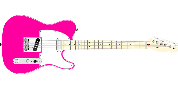 Pink Electric Guitar Isolated PNG image
