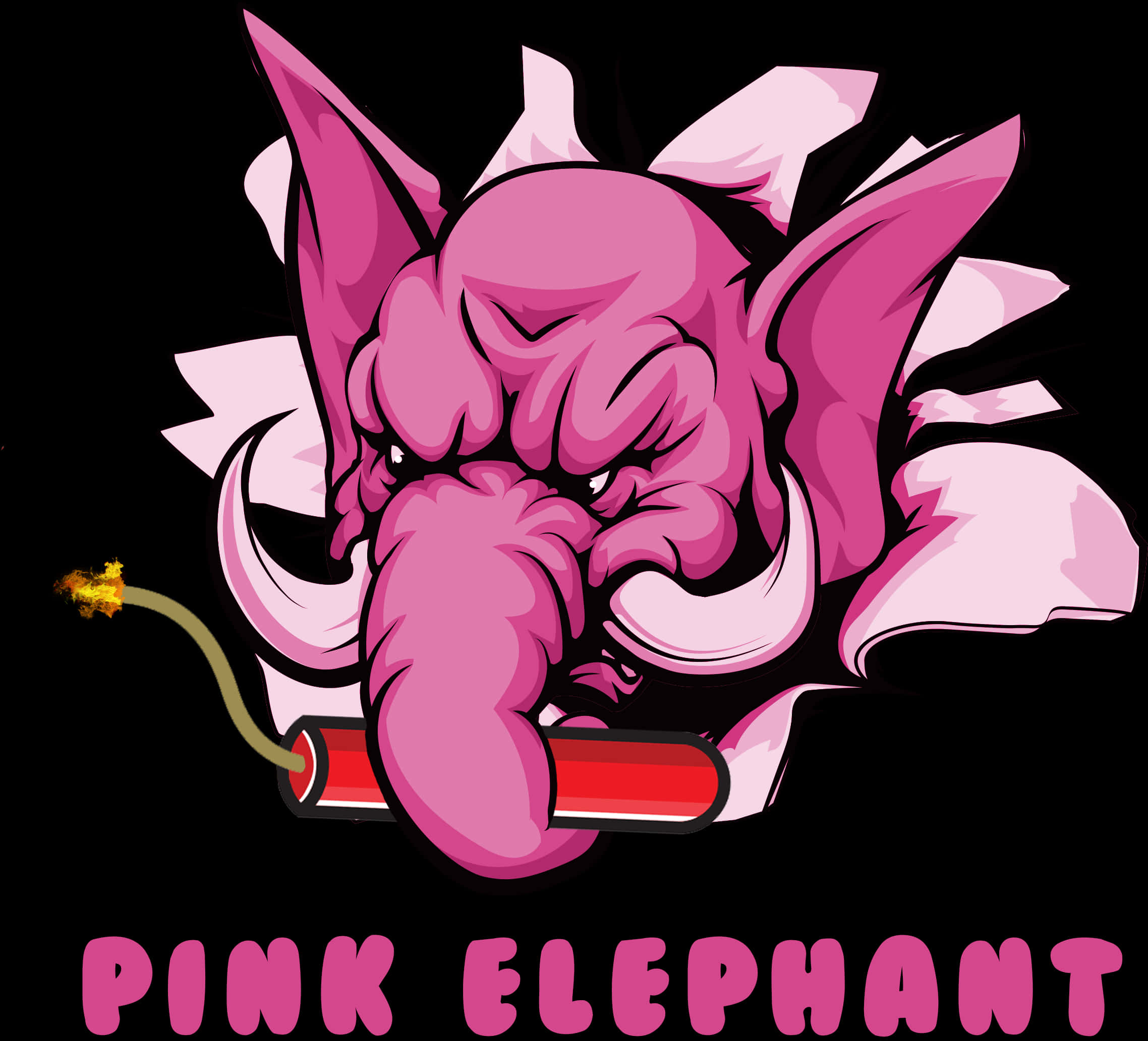 Pink Elephant Cartoon Illustration PNG image