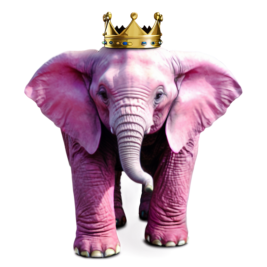 Pink Elephant With Crown Png 89 PNG image