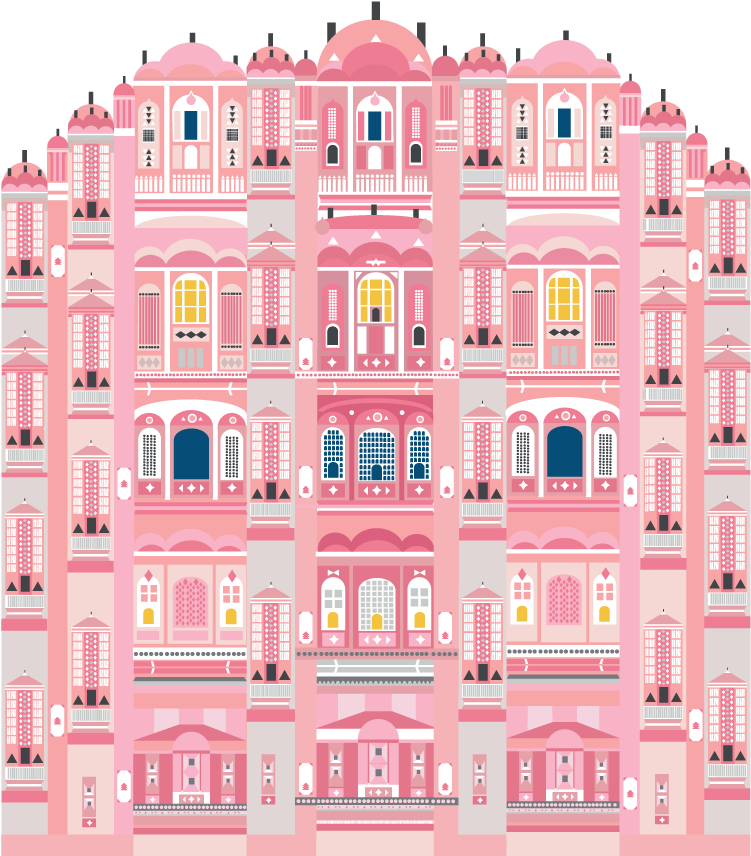 Pink European Architecture Illustration PNG image