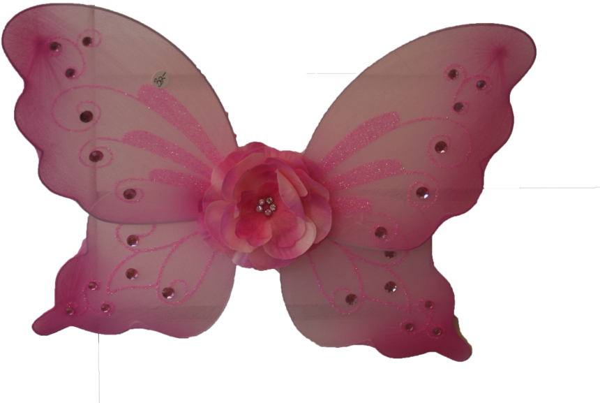 Pink Fairy Wingswith Flower Accent PNG image