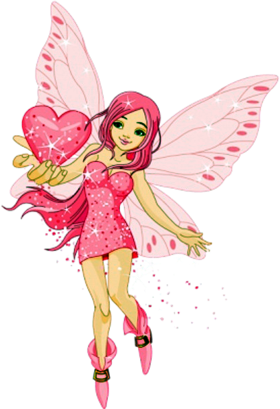 Pink Fairy With Heart Wings PNG image
