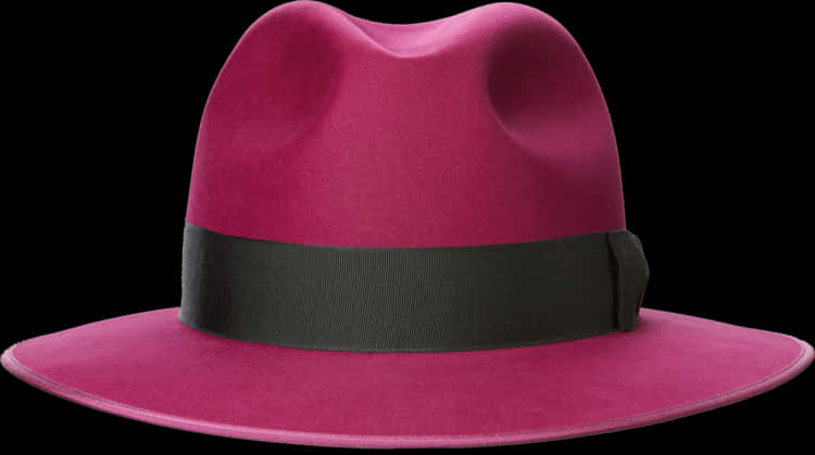 Pink Fedora Hat Black Band PNG image