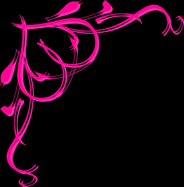 Pink Floral Birds Graphic Border PNG image