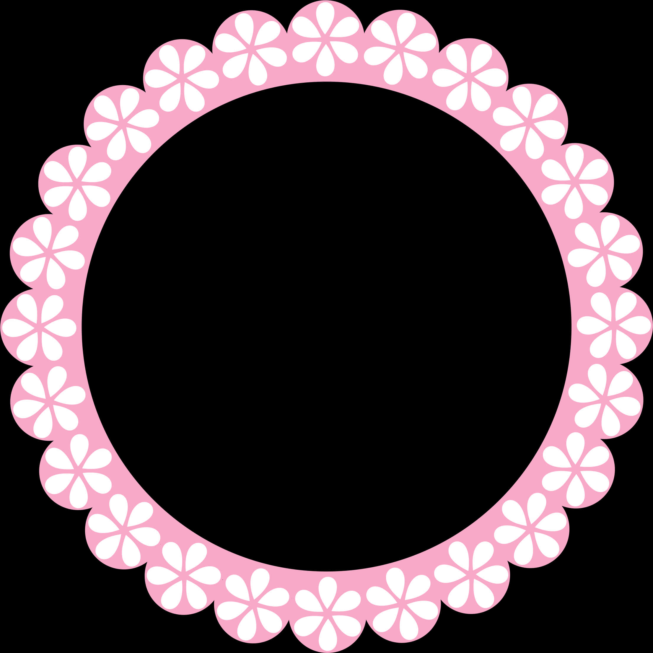 Pink Floral Circle Frame PNG image