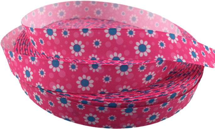 Pink Floral Dot Pattern Ribbon PNG image