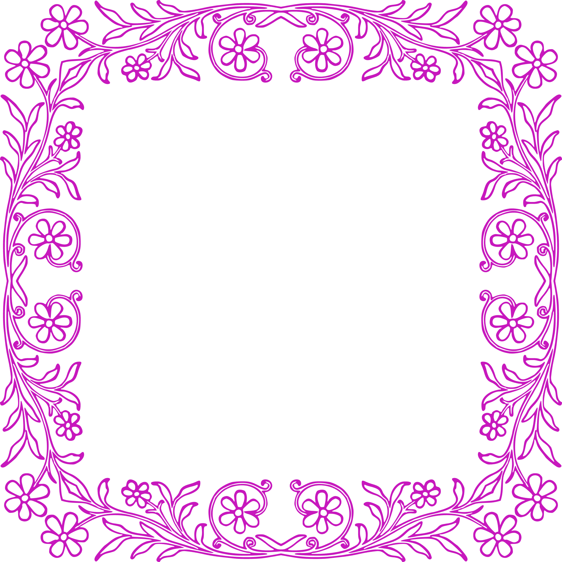 Pink Floral Frameon Blue Background PNG image