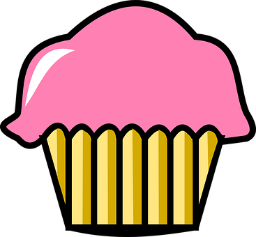 Pink Frosted Cupcake Graphic PNG image