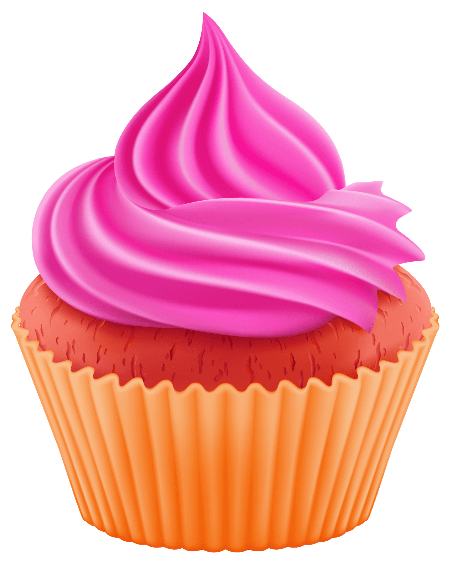 Pink Frosted Cupcake Illustration PNG image