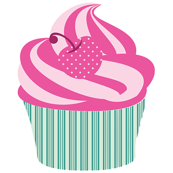 Pink Frosted Cupcake Vector PNG image