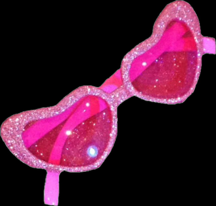 Pink Glitter Heart Sunglasses PNG image