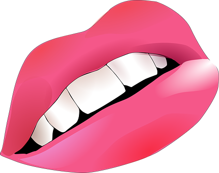 Pink Glossy Lips Vector PNG image