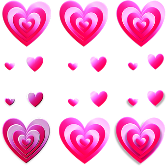 Pink Gradient Hearts Pattern PNG image