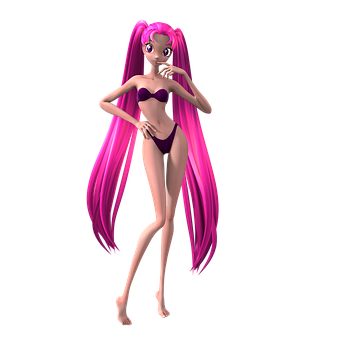 Pink Haired Anime Character Pose PNG image