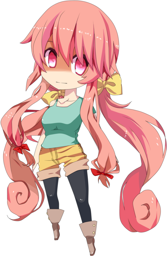 Pink Haired Anime Character Yuno Gasai PNG image