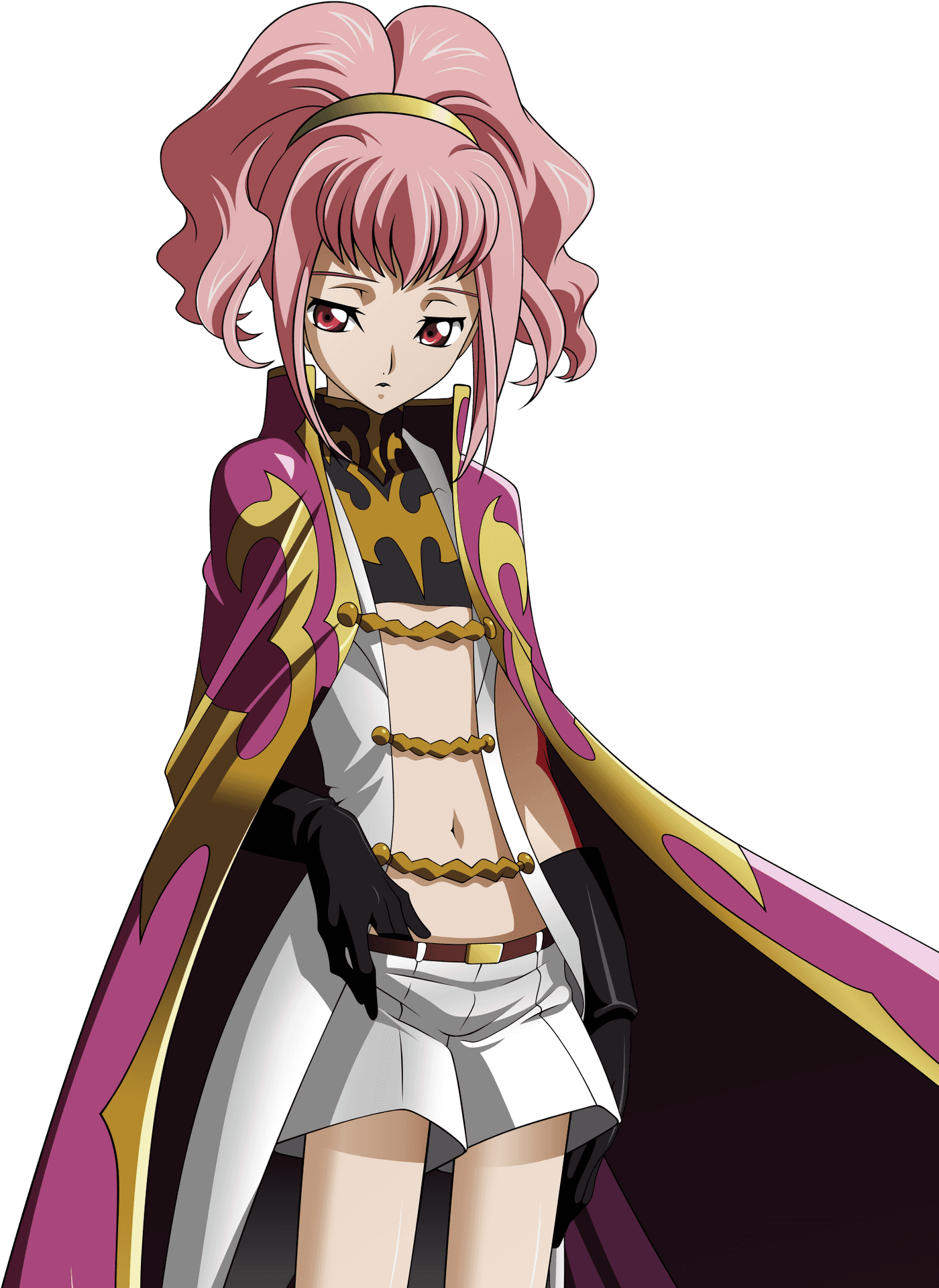 Pink Haired Anime Characterwith Cape PNG image