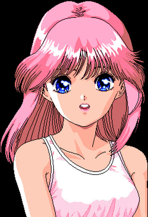 Pink Haired Anime Girl Portrait PNG image