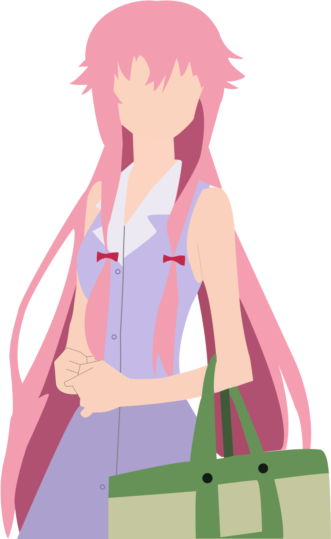 Pink Haired Anime Girl With Green Bag PNG image