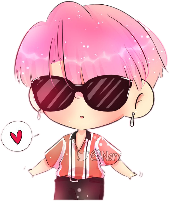 Pink Haired Chibi Character With Sunglasses PNG image