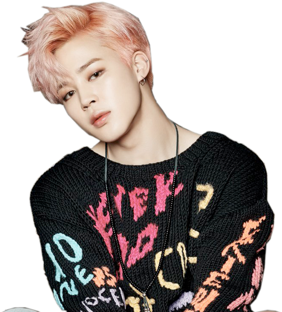 Pink Haired Personin Black Sweater PNG image