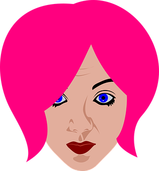 Pink Haired Vector Portrait PNG image