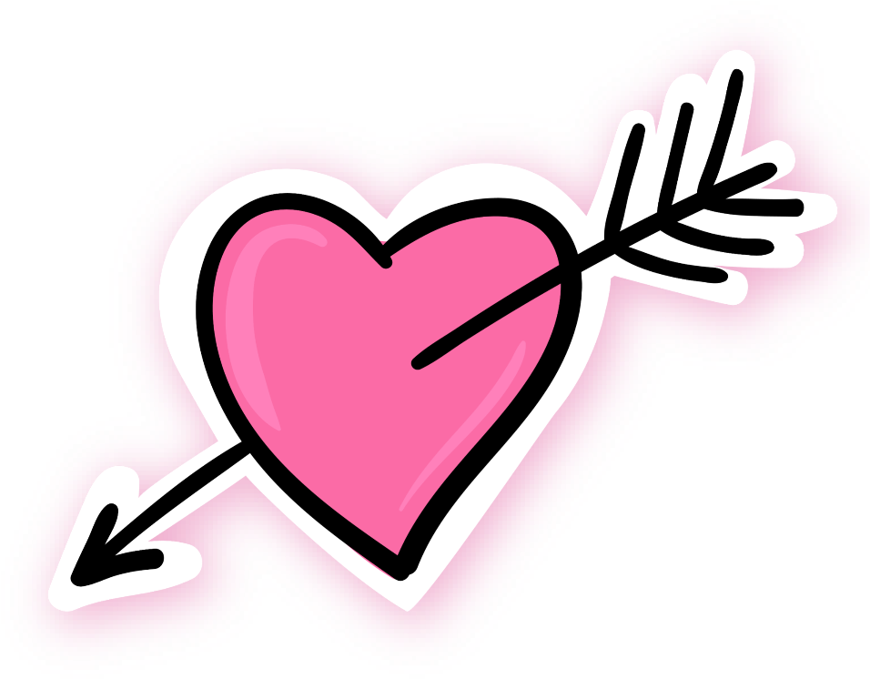 Pink Heart Arrow Doodle PNG image