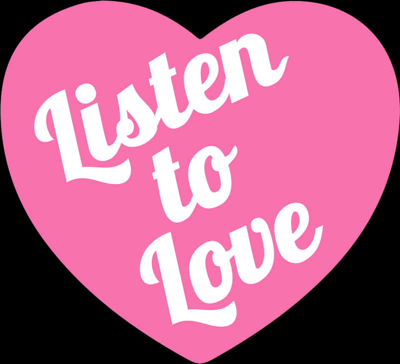 Pink Heart Listento Love PNG image