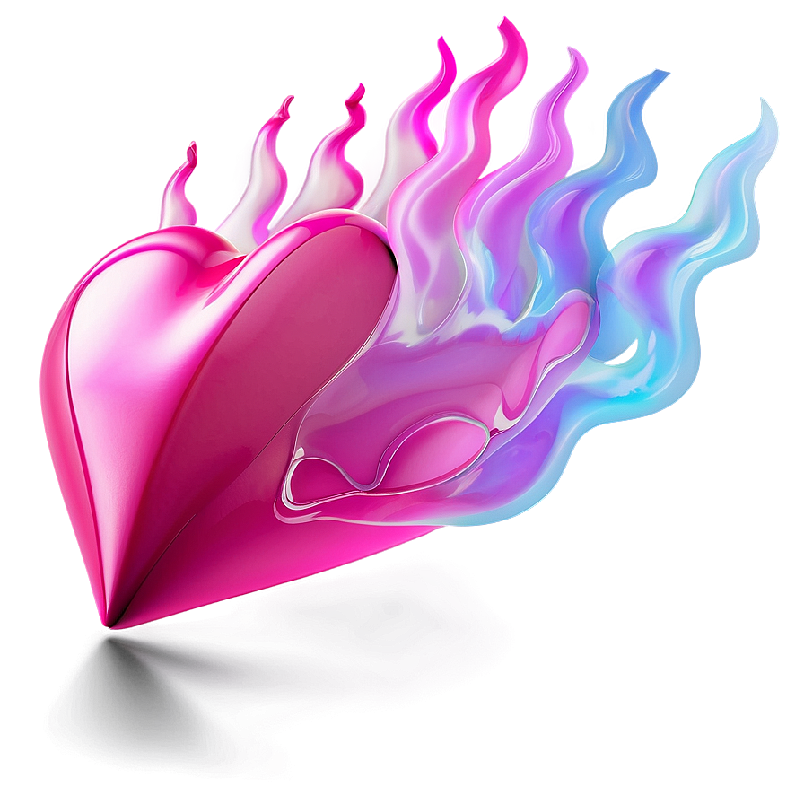 Pink Heart On Fire Png 05232024 PNG image